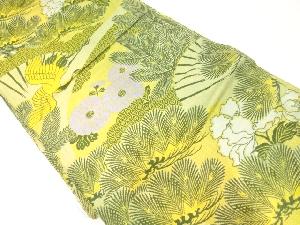 アンティーク　松鶴に菊模様織出し丸帯（材料）